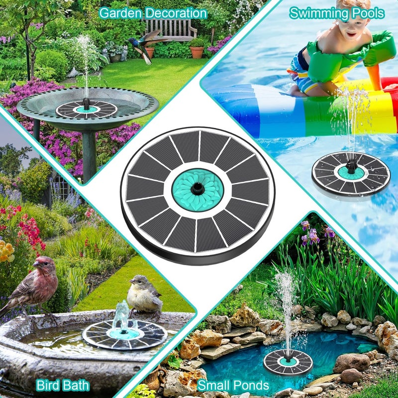 GAIZERL Solar Fountain Cyan Flower, Upgrade 3.5W Solar Bird Bath Fountains, Solar Powered Water Fountain with 7 Nozzles, 4 Fixed Pipes for Hummingbirds, Bird Bath, Garden, Pool, and Pond - Image 5